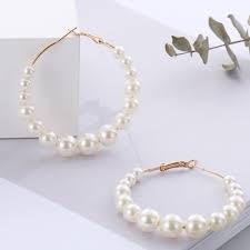 Fashionable Design White Pearl Hoop Earrings