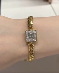 Classic Square Crystal Halo Bracelet