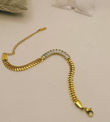 Beautiful Zircon Chain Bracelet – Stainless Steel, Waterproof