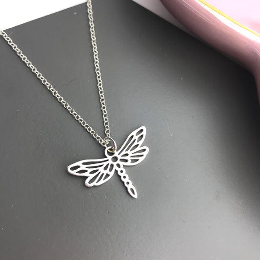 Stainless Silver Dragonfly Necklace