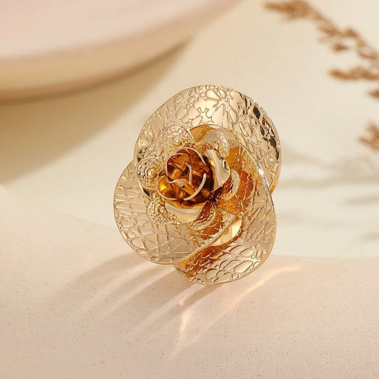 Gold Rose Flower Ring – High-End Luxury Jewelry for Women