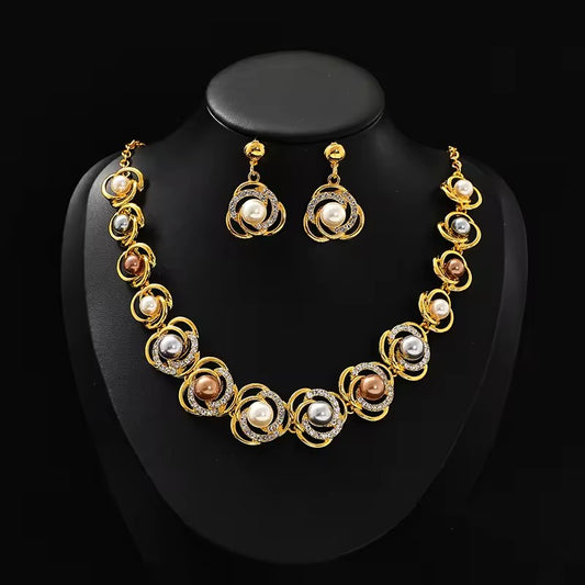 Gold Pearl Jewelry Set
