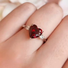 Elegant Heart-Shaped Red Ring