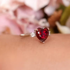 Elegant Heart-Shaped Red Ring