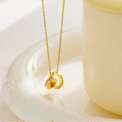 Double Ring Necklace – Rose Gold