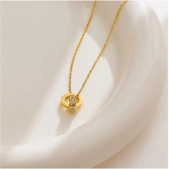 Double Ring Necklace – Rose Gold