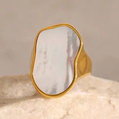 18k gold plated pearl ring