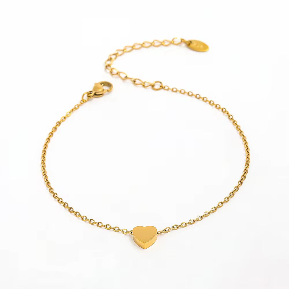 Tiny Heart Anklet- 18K Gold Plated