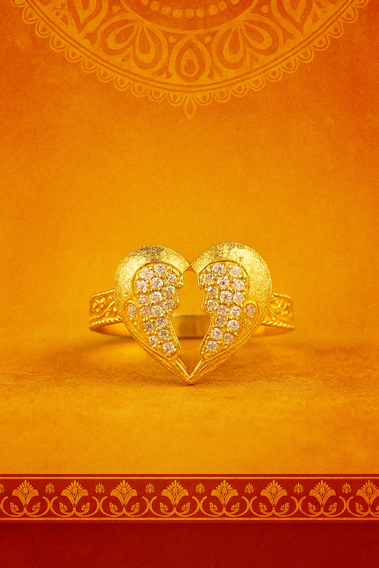 Broken Heart Adjustable Ring – Stainless Steel, 18K Gold Plated