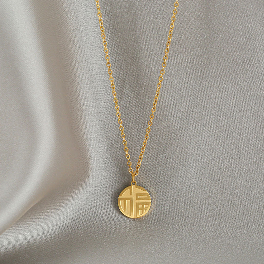 YOUNIQ BLISS 18K Gold Titanium Good Fortune Blessing Necklace EG