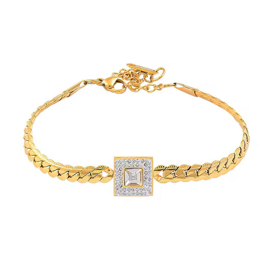 Classic Square Crystal Halo Bracelet