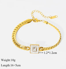 Classic Square Crystal Halo Bracelet