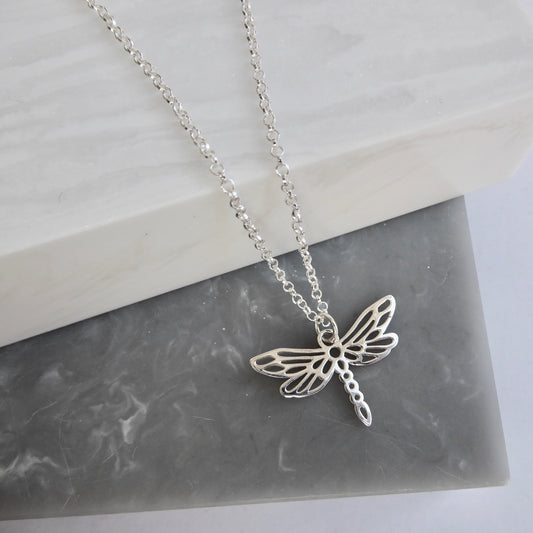Stainless Silver Dragonfly Necklace