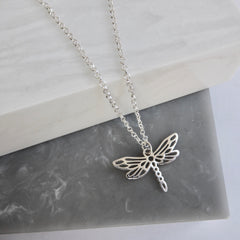 Stainless Silver Dragonfly Necklace