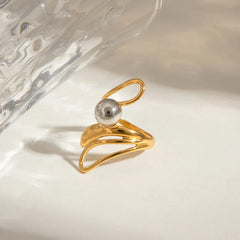 Irregular Hollow Steel Ball Ring