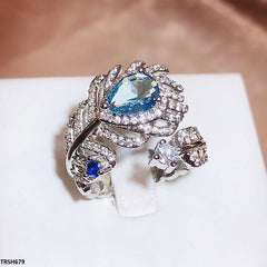 Tear Stone Leaf Adjustable Ring – Elegant Fashion Jewelry