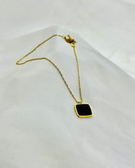 SS-1021 - Classy Black Square Gold - Necklace