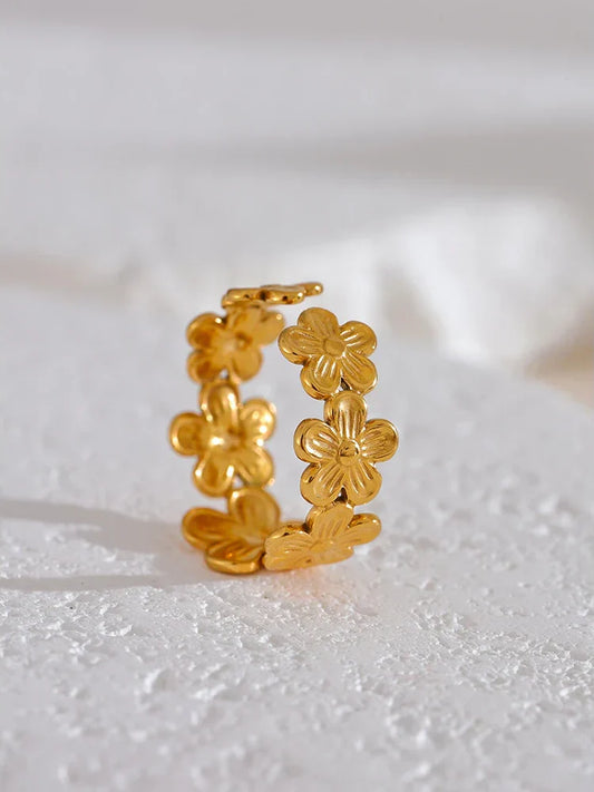 Classic Flower Adjustable Statement Ring