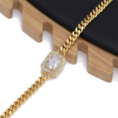 Stainless Chain Bracelet with Zircon Squares