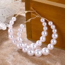 Fashionable Design White Pearl Hoop Earrings