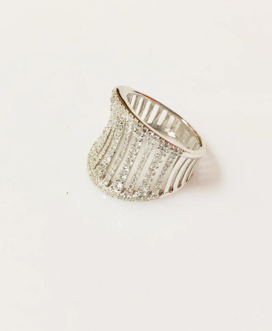 Sparkle Stripes Ring | Elegant Stainless Steel Women’s Jewelry