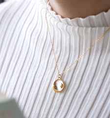 18 KT Gold Plated Dainty Shell Sun &amp; Moon necklace, Paulami (Pre-order)