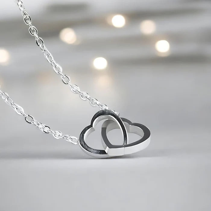 Silver Double Heart Pendant Necklace