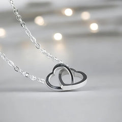 Silver Double Heart Pendant Necklace