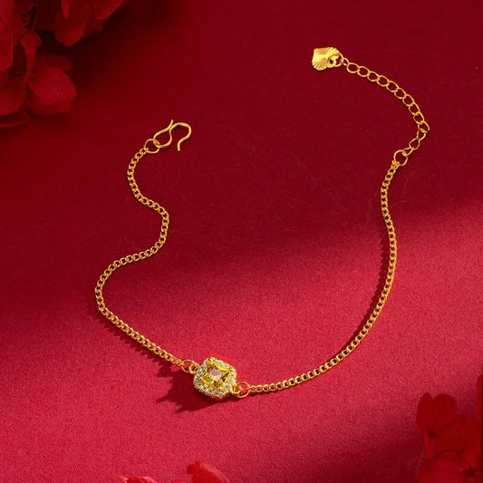 Gold Jewelry Set with Yellow Stone | Bracelet & Necklace – Luxyhub