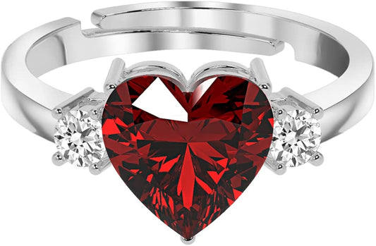 Heart Garnet Three Stone Ring – Classic 2ct Beauty | LuxyHub