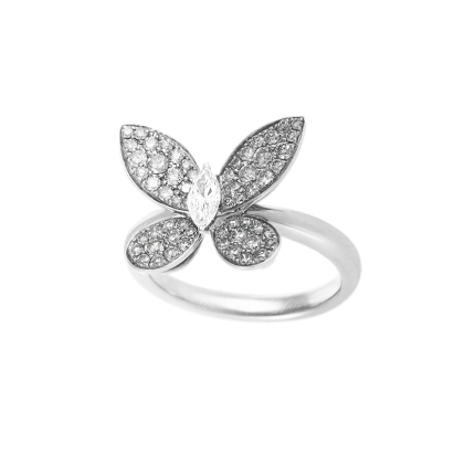 Adjustable Butterfly Sparkle Ring | LuxyHub Silver Jewelry
