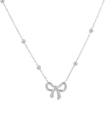 Elegant Bow Necklace for Women – Gold & Silver Ribbon Pendant Chain Jewelry