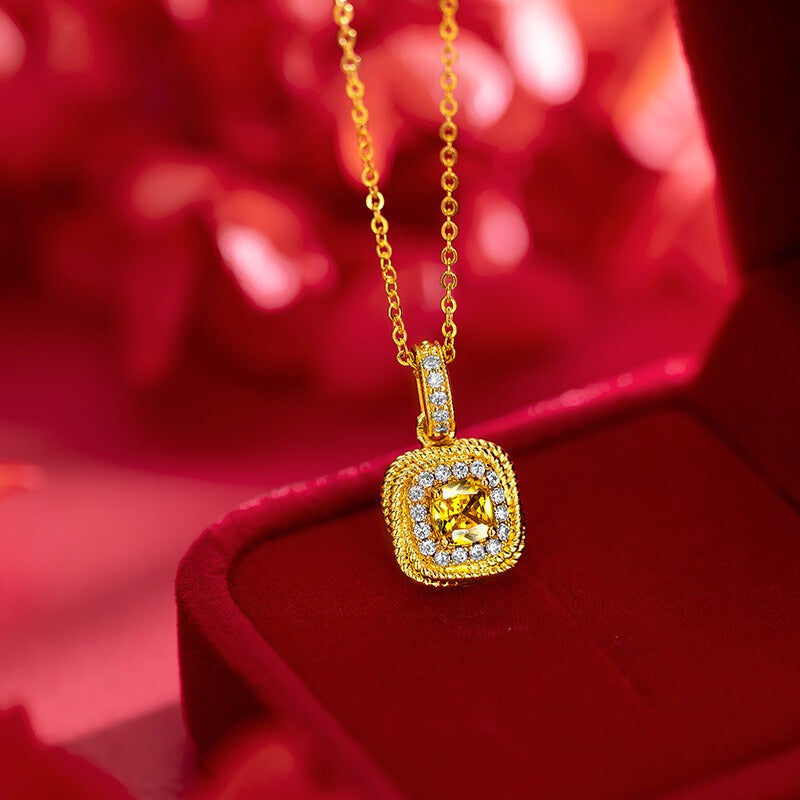 Gold Jewelry Set with Yellow Stone | Bracelet & Necklace – Luxyhub