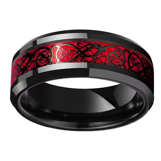 Couple Heart Rings – Red Gemstone Stainless Steel Love Bands