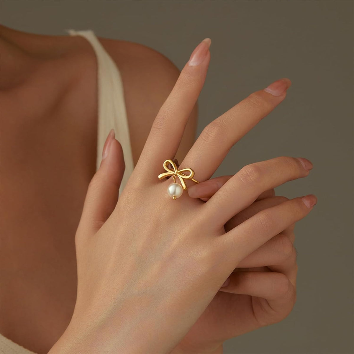 Forever Bow Pearl Charm Ring – Elegant & Timeless Jewelry