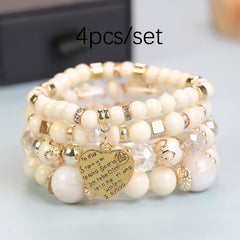 Bohemian Multi-Layer Beaded Bracelet Set – 4pcs Fashion Bracelets