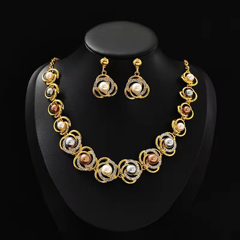 Gold Pearl Jewelry Set
