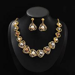 Gold Pearl Jewelry Set