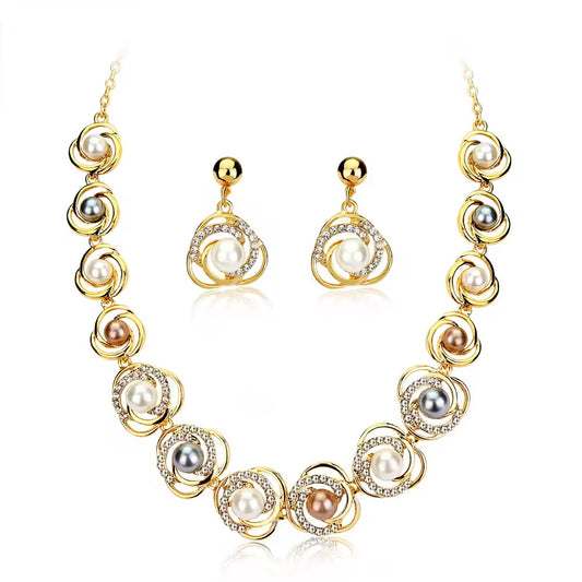 Gold Pearl Jewelry Set