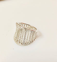 Sparkle Stripes Ring | Elegant Stainless Steel Women’s Jewelry