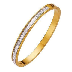Gold Inlaid Stainless Steel Bracelet Set | Elegant Stacking Jewelry for Women