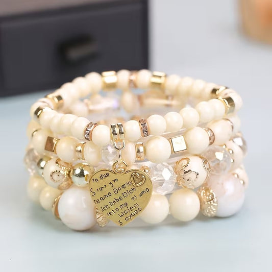 Bohemian Multi-Layer Beaded Bracelet Set – 4pcs Fashion Bracelets