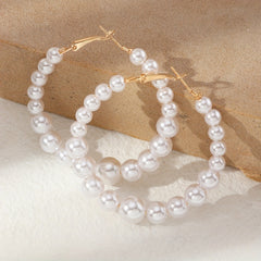 Faux Pearl Beaded Hoop Earrings – Elegant & Timeless