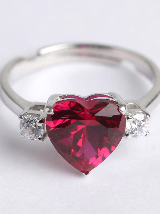 Heart Garnet Three Stone Ring – Classic 2ct Beauty | LuxyHub