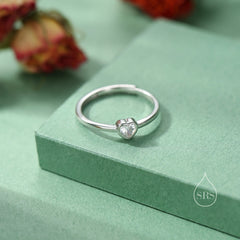 Tiny Heart Adjustable Silver Ring