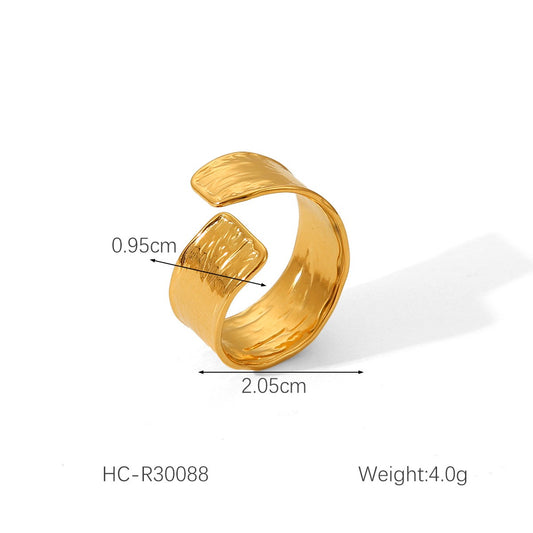 Titanium Steel Textured Gold Adjustable Ring