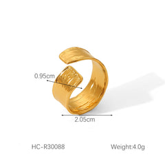 Titanium Steel Textured Gold Adjustable Ring