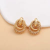 Glossy Gold Twist Drop Earrings – Trendy Metal Corn Chain Circle Knot Design for Women