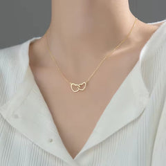 Gold Double Heart Pendant Necklace