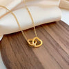 Gold Double Heart Pendant Necklace